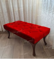 apitoneli Ayak Ucu Kapı Önü Antre Bench Puf Ceviz Ayak (120*45) (Kırmızı)