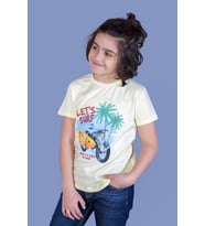 Toontoy Erkek Çocuk Motorsiklet Baskılı Tişört (Sarı)