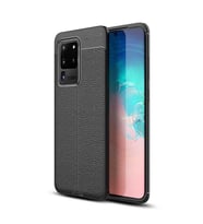 Galaxy S20 Ultra Kılıf Zore Niss Deri Desenli Silikon Kılıf (Siyah)