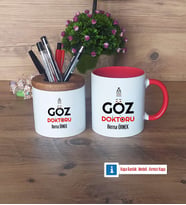 Göz Doktoru Kalemlik, Kupa Bardak T Kişiye Özel Hediye Tıp Bayramı Hediyesi (Model 5)