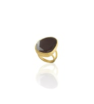 Kadir Jewellery 22 Ayar Altın Kaplama Kadın Fosil Taşlı Yüzük (Kahverengi)