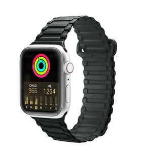 Dux Ducis Apple Watch 42/44/45MM için Manyetik Armor Silikon Kordon Kayış (Lacivert)