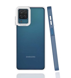 Galaxy A12 Kılıf Zore Mima Kenarları Renkli Silikon Kılıf (Lacivert)