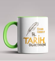 Kişiye Özel Tarih Öğretmeni Tasarımlı Siyah Renk Kupa Bardak 4 (Yeşil)