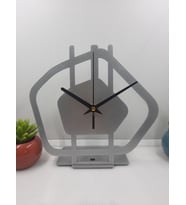 Gowpenart Gravel / Çakıl Taşı Metal Siyah Masa Saati - Ev / Ofis Saati - Hediye Saat (Gümüş)