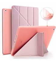 iPad 2 3 4 Kılıf Trifolding Arkası Silikon Smart A1395 A1396 A1397 A1416 A1430 A (Rose)