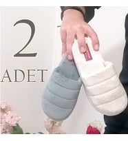 2'li Kadın Kışlık Termal Ev Terliği (Gri)