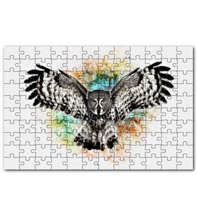 Cakapuzzle Siyah Beyaz Baykuş Animasyonu Görseli Puzzle Yapboz MDF (Ahşap) (1000 Parça)