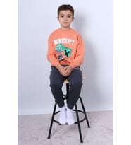 ERKEK ÇOCUK EŞOFMAN TAKIMI KARAKTER BASKILI RİBANALI F2 (Turuncu)