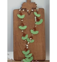 HANDMADE DOĞAL TAŞLI KARANFİL OYA KOLYE (Yeşil)