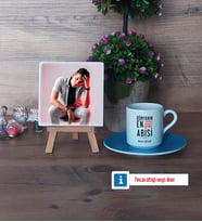 Abiye Hediye Fotoğraflı Dekoratif Taş, Ahşap Altlıklı Türk Kahvesi Fincanı Hediye (Model 5)