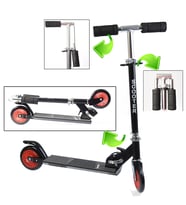 LED'li 120 mm Silikon Teker, Boy Ayarlamalı Katlanır Metal Scooter (Siyah)