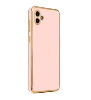 Samsung Galaxy A04 Kılıf Kenarları Gold Kamera Korumalı Renkli Pastel Silikon Siyah BARK (Rose - Gold)