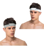 Spor Saç Bandı 2li Kombin Sporcu Erkek Kafa Bandı Headband Tenis Gym Ter Bantı Spor Fitness Saç Bantları Yoga Crossfit Bisiklet Koşu Yürüyüş Erkekler İçin Süper Penye Esnek Canlı Likralı İddia Geniş Alın Bandı (Açık Gri - Beyaz)