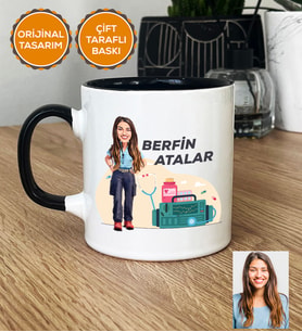 Kişiye Özel Karikatürlü Paramedik Hediye Kupa Bardak Kadın Paramediğe Tıp Bayramı Hediyesi (Siyah)