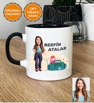 Kişiye Özel Karikatürlü Paramedik Hediye Kupa Bardak Kadın Paramediğe Tıp Bayramı Hediyesi (Siyah)