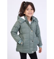 Toontoy Kız Çocuk Kapüşonlu İçi Kürklü Mont (Yeşil)