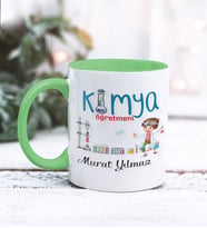 Kimya Öğretmeni Tasarımlı Kişiye Özel Kupa Bardak (Yeşil)