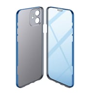 iPhone 12 Kılıf 360 Tam Koruma Lüx Led Kapak (Mavi)