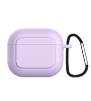 Ally Apple AirPods 3 için Kancalı Ultra İnce Silikon Kulaklık Kılıfı (Mor)