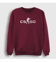 Presmono Unisex Beyaz Logo V2 Oyun Counter Strike Cs Go Sweatshirt 325359tt (Bordo)