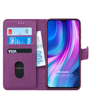Microsonic Xiaomi Redmi Note 8 Pro Kılıf Fabric Book Wallet (Mor)