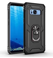 Galaxy S8 Kılıf Zore Vega Yüzüklü Standlı Zırh Kılıf (Siyah)