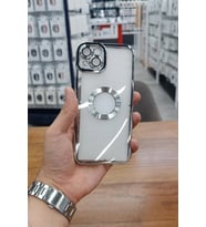 iPhone 15 Plus Kılıf Köşeleri Renkli Şeffaf Kamera Korumalı Silikon Luxury Kapak (Gümüş)