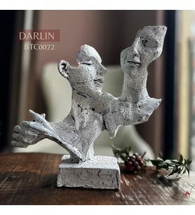 Soyut Çift Yüz Heykeli – Ev Dekoru İçin Modern Sanat Figürü – Mükemel orijinal tasarım (Beyaz)