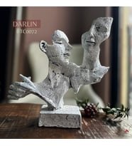 Soyut Çift Yüz Heykeli – Ev Dekoru İçin Modern Sanat Figürü – Mükemel orijinal tasarım (Beyaz)