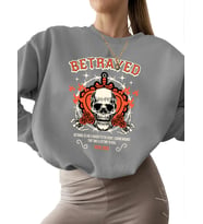 kadın Sweatshirt Sweatshirt İhanete uğramış Baskılı erkek bisiklet yaka 3 iplik şardonlu unisex (Gri)