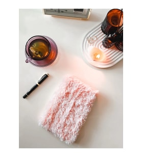 Uzun Tüylü Peluş Çizgisiz Defter (A5) (Pembe)