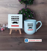 Erkek Öğretmene Hediye Dekoratif Taş, Kupa Bardak Kırmızı Hediye (Model 4)