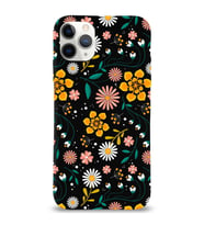 PrintiFy Apple iPhone 11 Pro ile Uyumlu Lansman Kılıf Çiçek Tasarımlı İçi Kadife Kapak (Siyah)