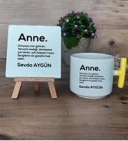 Anne Hediye Seti Kupa Bardak T Kulplu ve Dekoratif Taş Anneler Günü Hediyesi Anneye Hediye (Model 5)