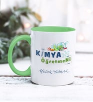 Kimya Öğretmeni Tasarımlı Kişiye Özel Kupa Bardak (Yeşil)