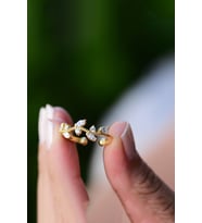 Taşlı Sarmaşık Ayarlanabilir 14 K Rose Altın Kaplama Kadın Yüzük (Gold)