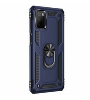 Xiaomi Poco M3 Kılıf Yüzüklü Standlı Korumalı Tank Kapak (Lacivert)