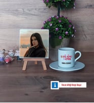 Sosyal Hizmet Uzmanı Fotoğraflı Dekoratif Taş, Ahşap Altlıklı Türk Kahvesi Fincanı Hediye (Model 2)