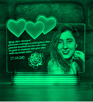 Kadın Arkadaşa Özel Hediye  Kişiye Özel Fotoğraflı 3D Lamba (Yeşil)