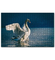 Cakapuzzle Gölde Kanatlarını Açan Kuğular  Puzzle Yapboz MDF (Ahşap) (255 Parça)