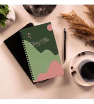 Kendin Tasarla & Ahşap Kapaklı Desenli Defter , Touchpen Metal Tükenmez Kalem (Model 4)