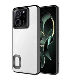 Xiaomi Mi 13T Pro Kılıf Logo Yeri Açık Kamera Lens Korumalı Renkli Kenarlı Şeffaf Silikon (Siyah)
