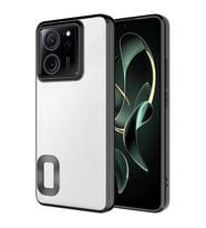 Xiaomi Mi 13T Pro Kılıf Logo Yeri Açık Kamera Lens Korumalı Renkli Kenarlı Şeffaf Silikon (Siyah)
