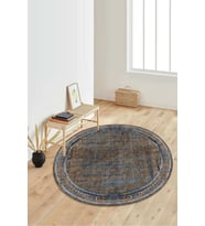 Dijital Baskılı Kaymaz Taban Yıkanabilir Yuvarlak Salon Halısı Koridor Halısı Paspas NDY-HT-967 (Mavi)