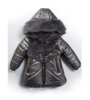 2-9 Yaş Uzun Fermuar Cepli Kapitone Kumaş Kapüşonlu Kışlık İçi Peluş Kız Bebek Çocuk Mont Şişme (Füme)