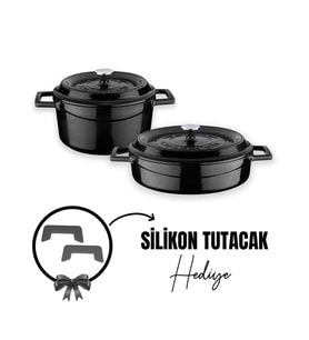 Lava Döküm 2x Trendy Serisi 5 Parça Tencere Seti (Siyah)