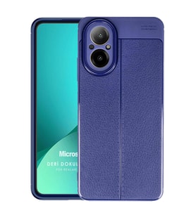 Microsonic Realme 12 Lite Kılıf Deri Dokulu Silikon Siyah (Lacivert)