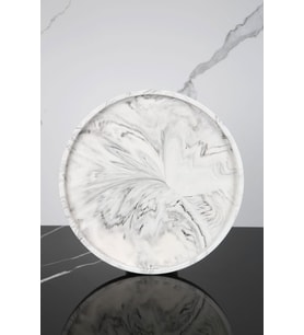 Mermer Desenli Sunum Tepsisi Yuvarlak Sunum Tabağı Sunumluk 28 Cm (Siyah Beyaz)