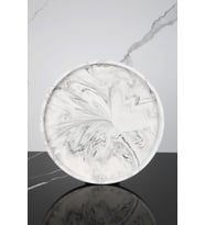 Mermer Desenli Sunum Tepsisi Yuvarlak Sunum Tabağı Sunumluk 28 Cm (Siyah Beyaz)